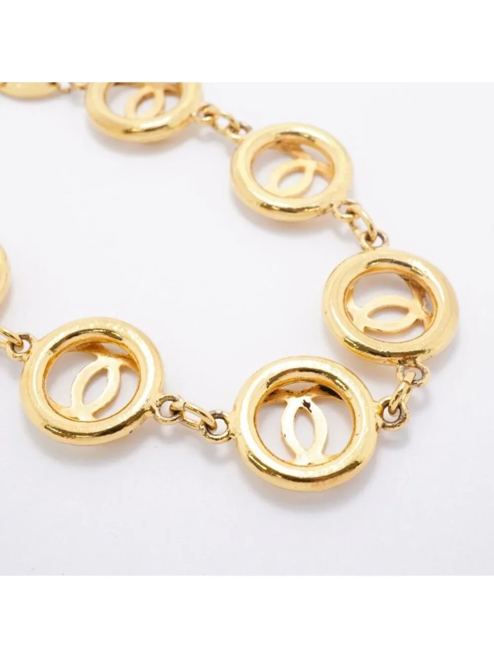 Chanel Bracelet Vintage CC Logo Round Circle Gold Plated